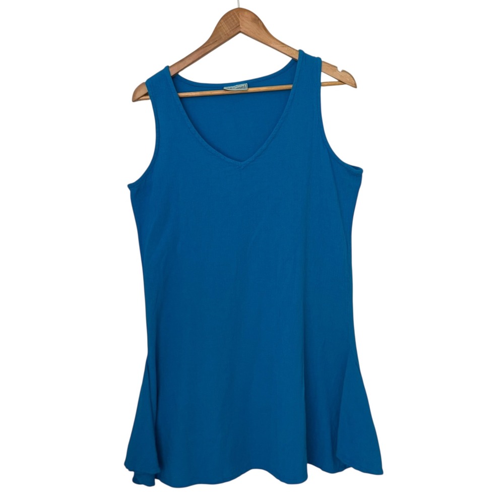 CottonWays Sleeveless Tunic Top‎ Size 1 US S/M Blue Lagenlook Minimalist Gauze